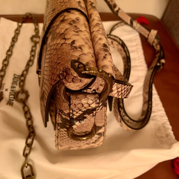 zadig voltaire Kate Wild Bag Snake Print Leather Beige Detachable Chain SOLD OUT - Picture 10 of 11